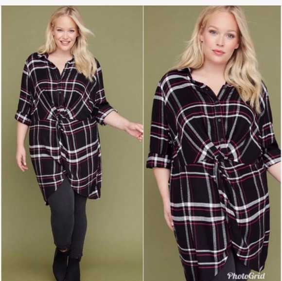 Lane Bryant Tops - Lane Bryant Plaid Flannel Shirt